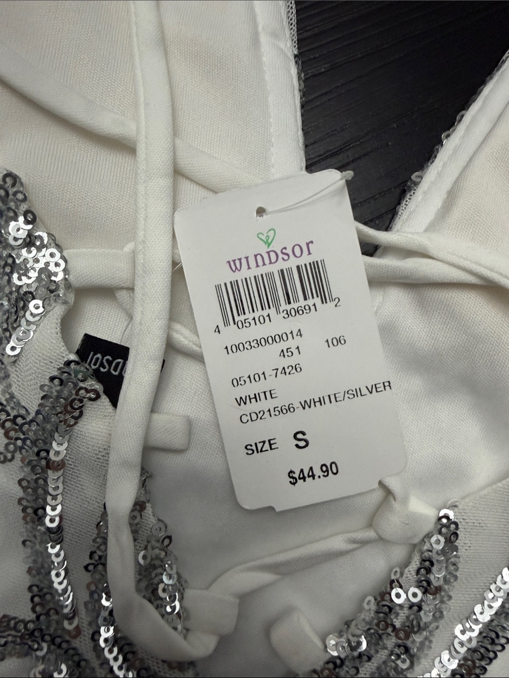 Embellished Silver Sequin Mini Dress with V-Neck - Picture 3 of 3